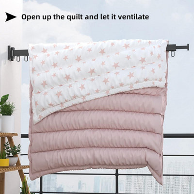 Wall-Mounted Folding Clothes Drying Rack Space-Saving 3-Fold Design 120cm Wide Rust-Resistant Aluminium with 18 Rotatable Hooks