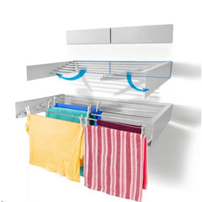 Wall mounted folding laundry clothes drying rack