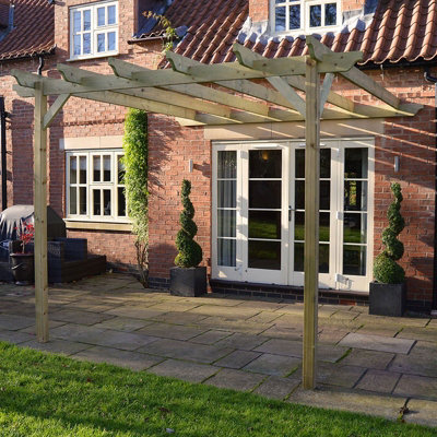 Wall Mounted Garden Pergola - Wood - L180 x W180 x H270 cm - Light Green - 3