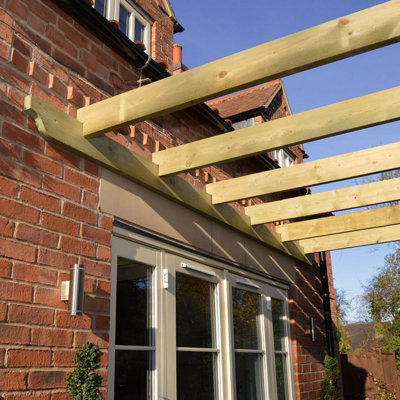 Wall Mounted Garden Pergola - Wood - L180 x W180 x H270 cm - Light Green - 4
