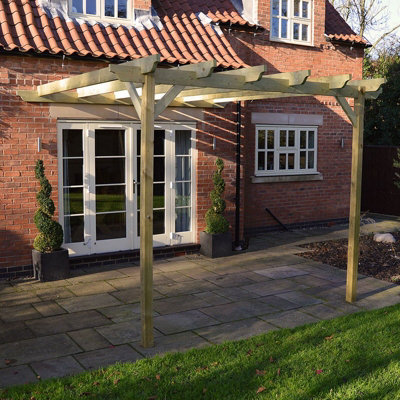 Wall Mounted Garden Pergola - Wood - L180 x W180 x H270 cm - Light Green - 5