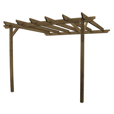 Wall Mounted Garden Pergola Wood L180 x W240 x H270 cm Rustic
