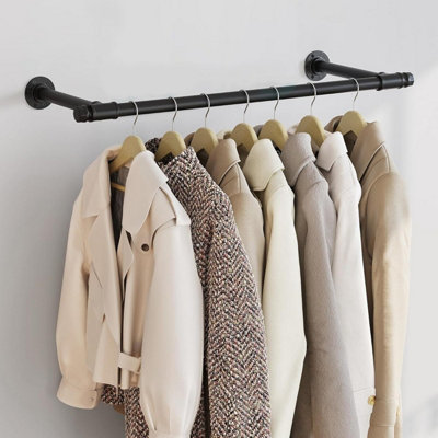 Wall Mounted Garment Rail, Space-Saving Clothes Hanger, Industrial Wall ...