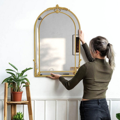 Wall Mounted Gold Metal Framed Decorative Framed Mirror W 560mm x H 900mm