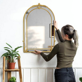 Wall Mounted Gold Metal Framed Decorative Framed Mirror W 560mm x H 900mm
