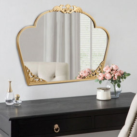 Wall Mounted Gold Metal Framed Decorative Framed Mirror W 880mm x H 690mm
