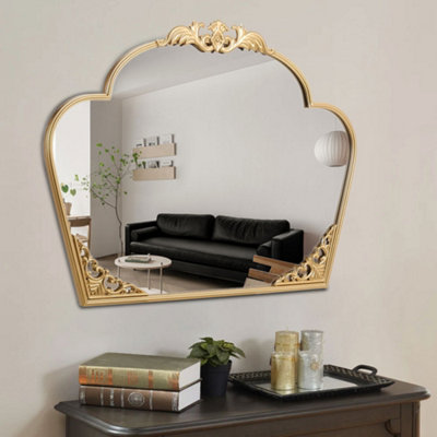 Wall Mounted Gold Metal Framed Decorative Framed Mirror W 880mm x H 690mm