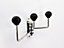 Wall Mounted Hook Hanger with 3 Ceramic Rotating Hooks, Black