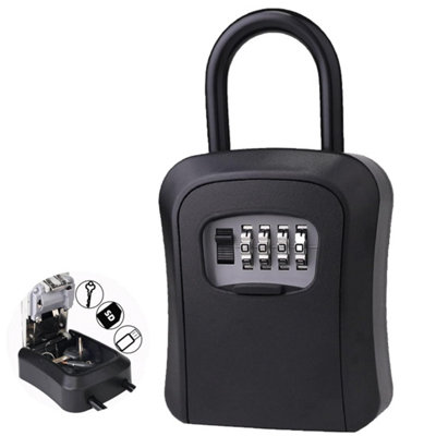 Wall Mounted Key Box With Handle - With 4 Digit Code, Robust Safe, Zinc ...
