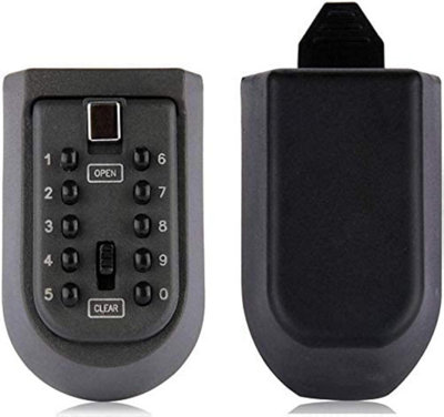 Wall-Mounted Key Lock Box - 4-Digit Push Button, Indoor/Outdoor, Holds ...