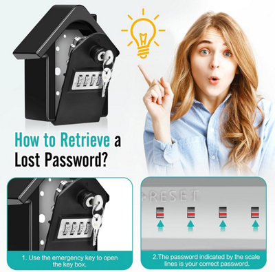 Wall Mounted Key Safe Box With Digital Code & Emergency Keys, Large Key ...