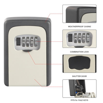 Wall Mounted Key Safe Combination Key Safe Outdoor Key Box with Push Button Wall Mount Key Lock Box Key Cabinet Key Safe Box