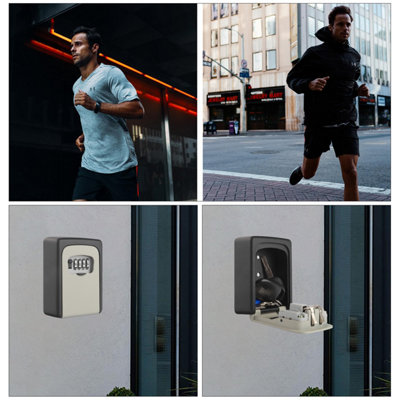 Wall Mounted Key Safe Combination Key Safe Outdoor Key Box with Push Button Wall Mount Key Lock Box Key Cabinet Key Safe Box