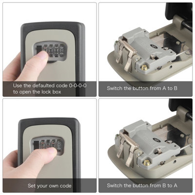 Wall Mounted Key Safe Combination Key Safe Outdoor Key Box with Push Button Wall Mount Key Lock Box Key Cabinet Key Safe Box
