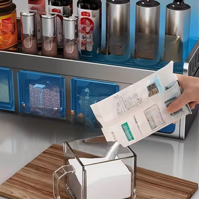 Wall mounted kitchen spice rack storage set without drilling