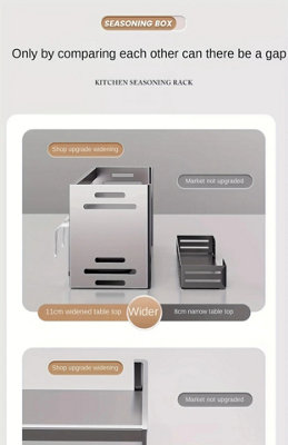 Wall mounted kitchen spice rack storage set without drilling