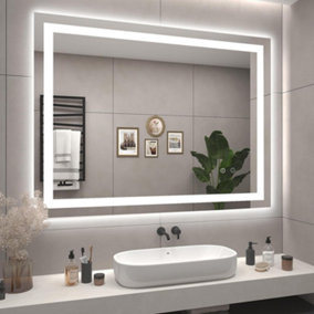 Wall Mounted LED Lighted Mirror, Dimmable Vanity Mirror - 100CM x 60CM