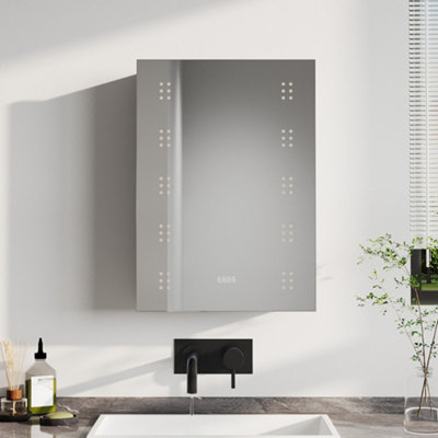 Wall-mounted LED Mirror Single Door Storage Cabinet with Sensor 70 x 50cm