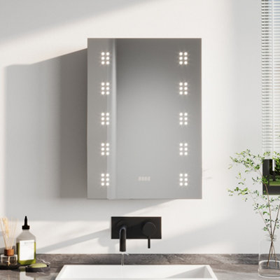 Wall-mounted LED Mirror Single Door Storage Cabinet with Sensor 70 x 50cm