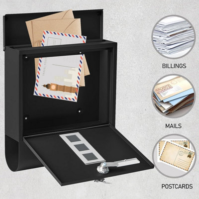Wall Mounted Lockable Mailbox - Black