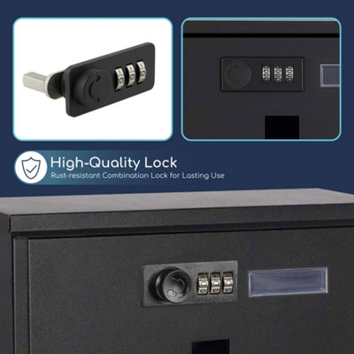 Wall-Mounted Lockable Post Letter Box with Viewing Windows, Black ...