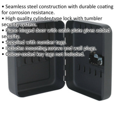 Wall Mounted Locking Mini Key Cabinet Safe - 20 Key Capacity 3 Digit Combination