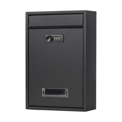 Wall Mounted Modern Post Box Mailbox Black Large Letter Box Post Mail ...