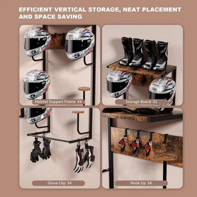6-Pack Motorcycle Helmet Wall Hooks – Metal Display Rack Mounts In Black