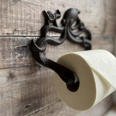 Wall Mounted Octopus Loo Roll Holder in Cast Iron (Set of 2) - 5