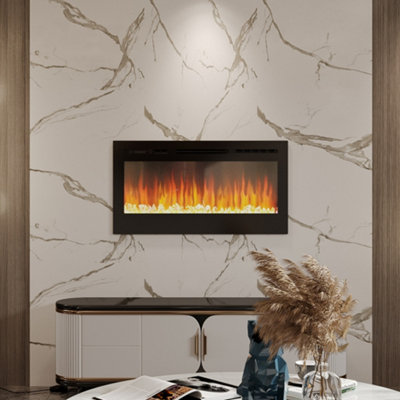 Wall Mounted or Inset LED Electric Fire Fireplace 12 Flame Colors ...