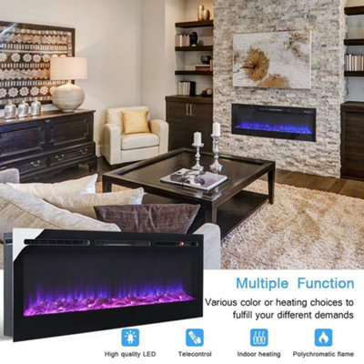 Wall Mounted or Inset LED Electric Fire Fireplace 12 Flame Colors ...