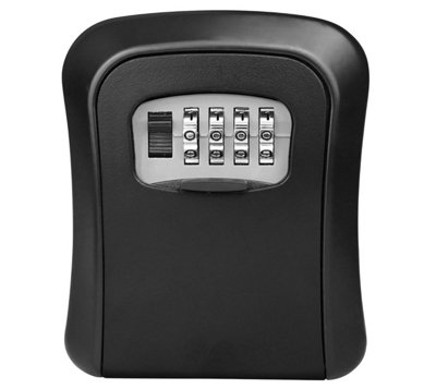Wall Mounted Outdoor 4-Dial Combination Key Safe Box - Black