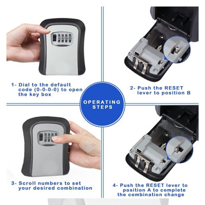 Wall Mounted Outdoor Key Safe Box - 4 Digit Combination Lock ...