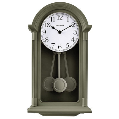 Wall Mounted Pendulum Clock Sage - Hanging Timepiece with Swinging