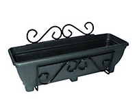 Wall Mounted Planter Trough Holder Scrolled - Charcoal