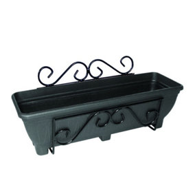 Wall Mounted Planter Trough Holder Scrolled - Charcoal