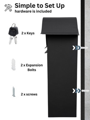 Wall Mounted Post Box Classic Design Large Letterbox Lockable 2 Keys ...