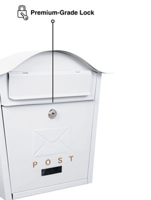 Wall Mounted Post Box Classic Design Large Letterbox Lockable 2 Keys ...
