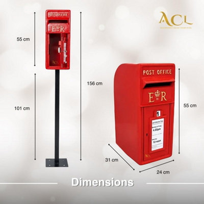 Wall Mounted Post Box Classic ER Large Letter Box Lockable With 2 Keys ...