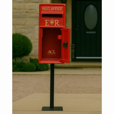 Wall Mounted Post Box Classic ER Large Letter Box Lockable With 2 Keys ...