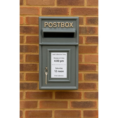 Wall Mounted Post Box Classic Grey Large Letter Box Lockable With 2 ...