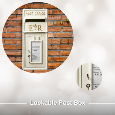 Wall Mounted Post Box Classic Large Letter Box Lockable With 2 Keys ER ...