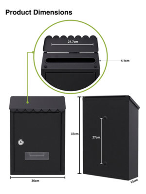 Wall Mounted Post Box, Galvanized Steel Lockable Mailbox with 2 Keys ...