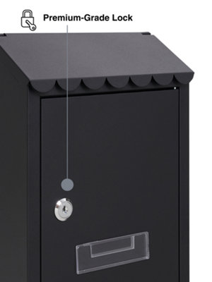 Wall Mounted Post Box, Galvanized Steel Lockable Mailbox with 2 Keys ...