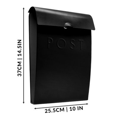 Wall Mounted Post Box in Black - 5