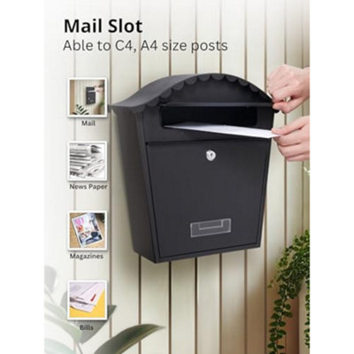 Wall Mounted Post Box, Lockable Mailbox with 2 Keys, Weatherproof ...