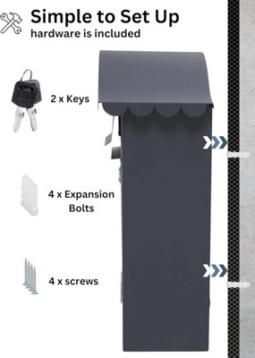 Wall Mounted Post Box, Lockable Mailbox with 2 Keys, Weatherproof ...