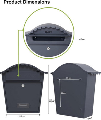 Wall Mounted Post Box, Lockable Mailbox with 2 Keys, Weatherproof ...