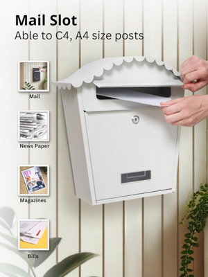 Wall Mounted Post Box, Lockable Mailbox with 2 Keys, Weatherproof ...
