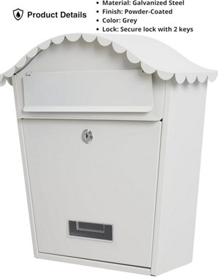 Wall Mounted Post Box, Lockable Mailbox with 2 Keys, Weatherproof ...